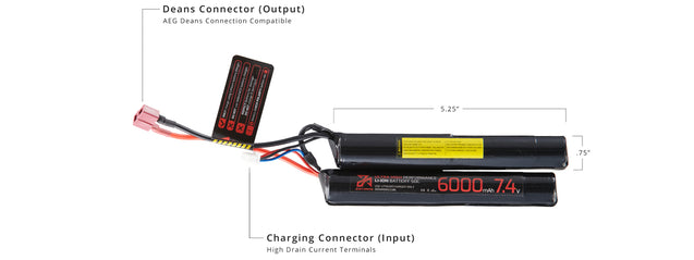 Zion Arms 7.4v 6000mAh Lithium-Ion Nunchuck Battery (Deans Connector)