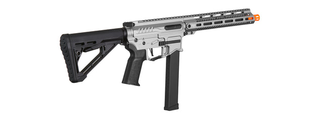 Zion Arms R&D Precision Licensed PW9 Mod 1 Long Rail Airsoft Rifle with Delta Stock (Color: Grey)