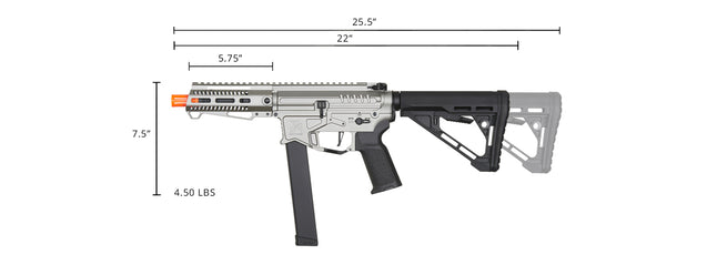 Zion Arms R&D Precision Licensed PW9 Mod 1 Airsoft Rifle with Delta Stock (Color: Grey)